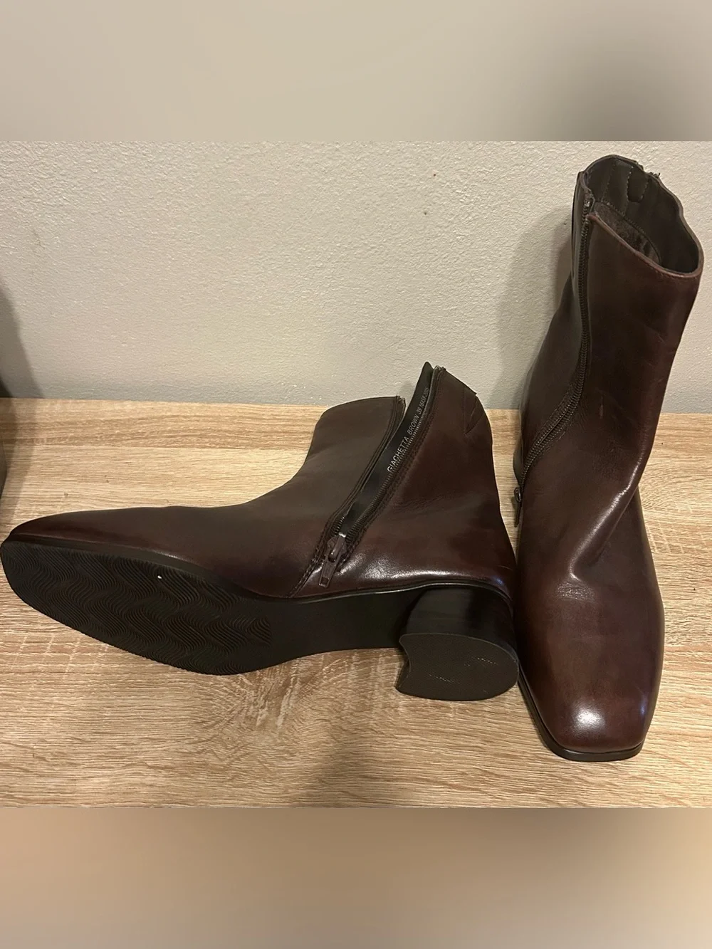 Spring Step Women's Dark Brown Leather Ankle Booties with Side Zip